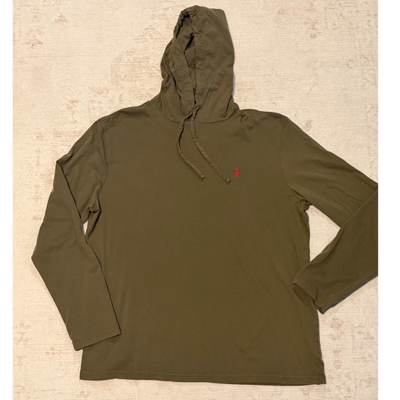 Polo Ralph Lauren Other - Polo Ralph Lauren Mens XL Hoodie Long Sleeve T-Shirt Olive Green Red Pony Cotton